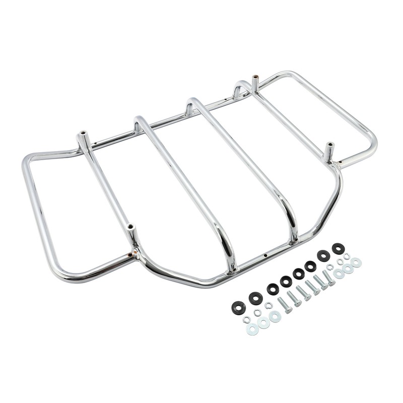 Chrome Trunk Luggage Top Rack Fit For Harley Tour Pak Touring Road Street Glide