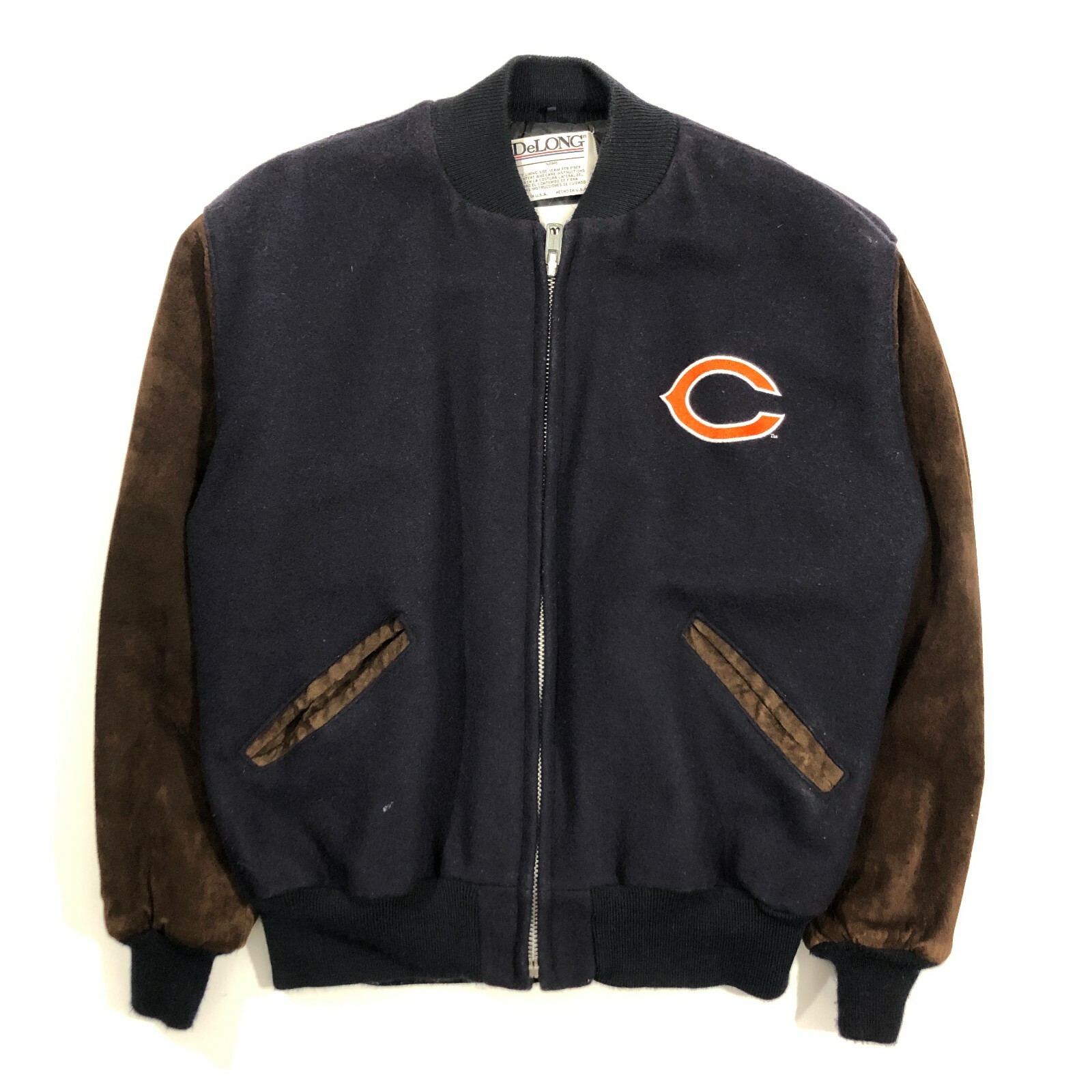 DeLong Vintage NFL Chicago Bears Wool Varsity Bomber Jacket DeLong Vintage NFL Chicago Bears Wool Varsity Bomber Jacket
