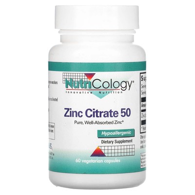 3 X Nutricology, Zinc Citrate 50, 60 Vegetarian Capsules