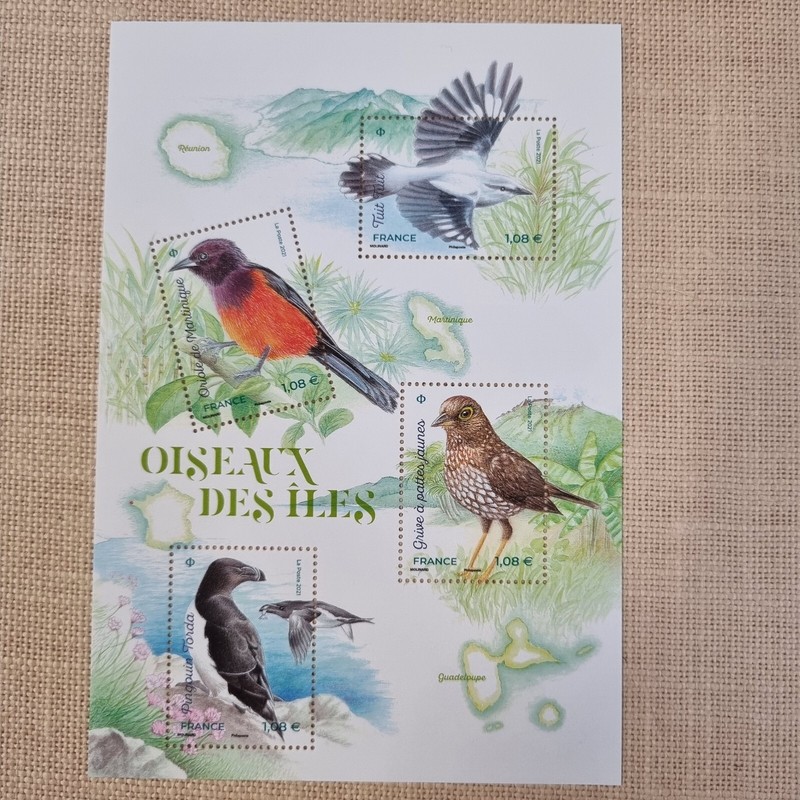 France Timbre 2021 Bloc Oiseaux Des ÃLes F 5460  Timbres 5459 A 5462