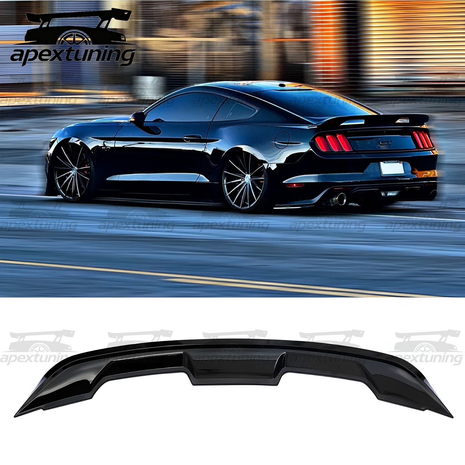 For 2015-2024 Ford Mustang GT500 GT350 Glossy Black Trunk Spoiler Wing