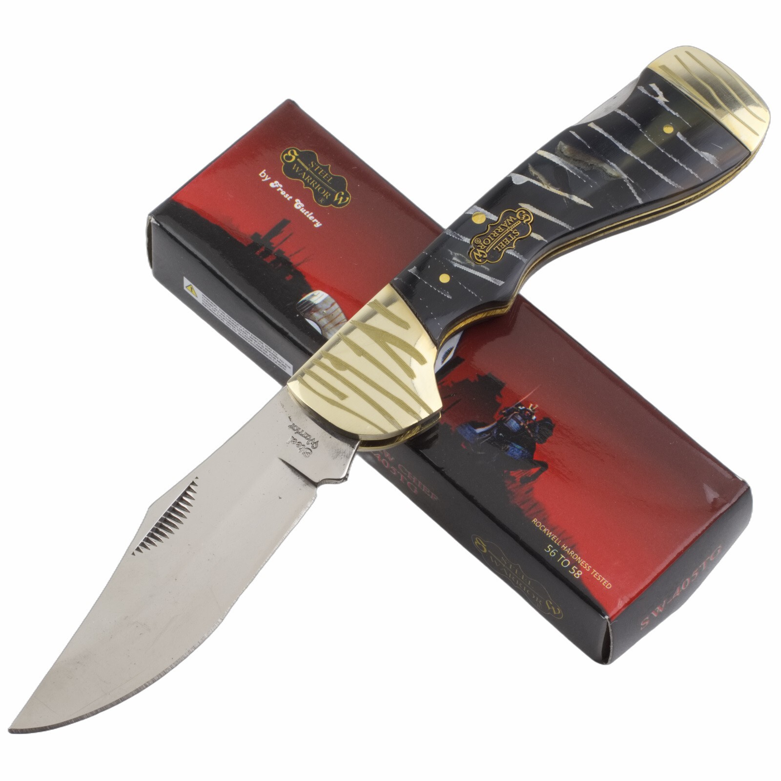 Frost Steel Warrior Choctaw Lockback Pocket Knife Striped Bone