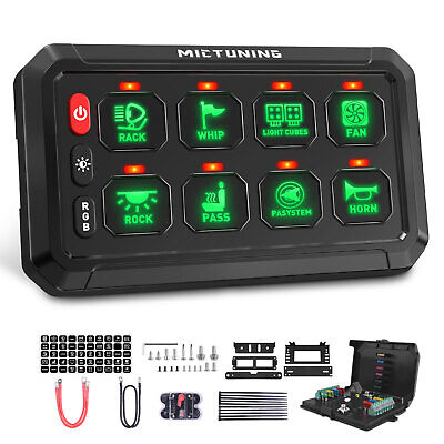 MICTUNING RGB 8 Gang Switch Panel Multifunction Auxiliary Circuit Control 12/24V
