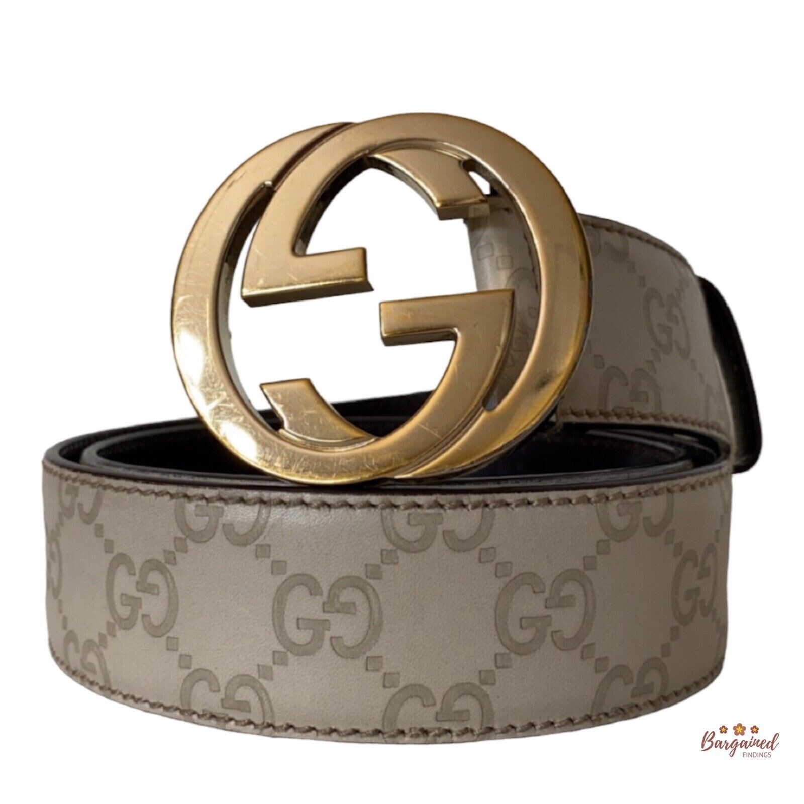 Authentic Gucci Cream Guccissima Leather Gold Interlocking G Authentic Gucci Cream Guccissima Leather Gold Interlocking G