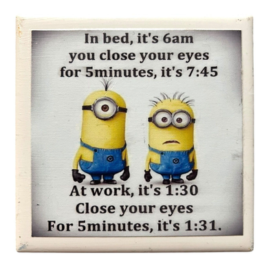 Minions Ceramic Tile Coaster 4.25 in Humorous Home Office Decor USA