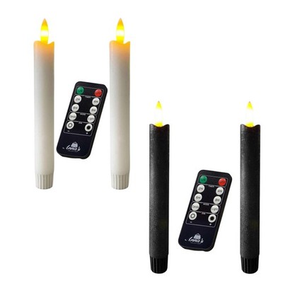 LED Stabkerzen Fernbedienung Timer Dimmer schwarz o. weiß 2-er Set 18cm warmweiß