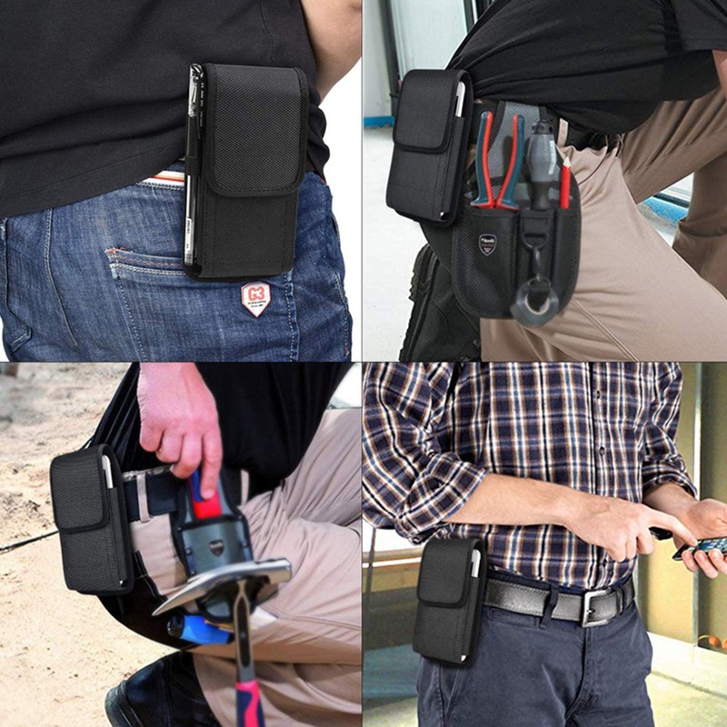 Carrying Cell Phone Holder Nylon Holster Belt Clip Phone Pou