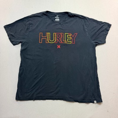 Hurley Graphic T-Shirt Men Extra Large Black Good Short Sleeve Logo Tee
