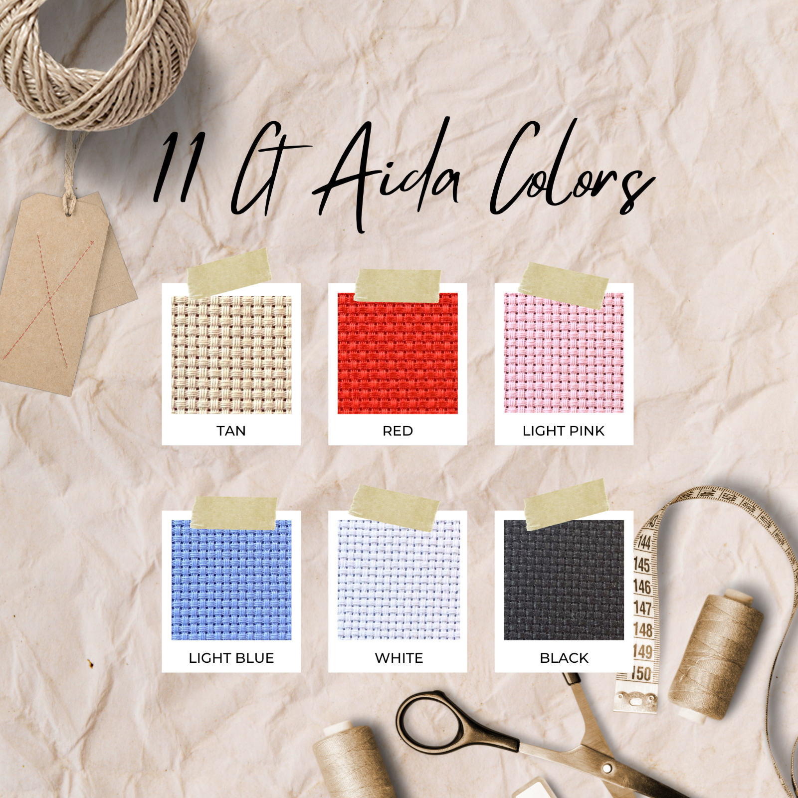 11 Count Aida Cloth for Cross Stitch - Various Sizes & Colors - Flat Rate Ship
