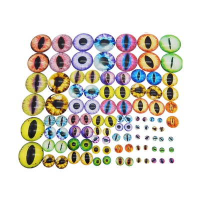 Julie Wang 180PCS/Pack Assorted Mixed Size Round Glass Dragon Eye Covered Cab...