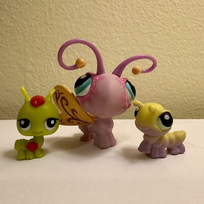 Littlest Pet Shop LPS Insect Lot Of 3 Caterpillar #93 Butterfly #397 Fairy #2615