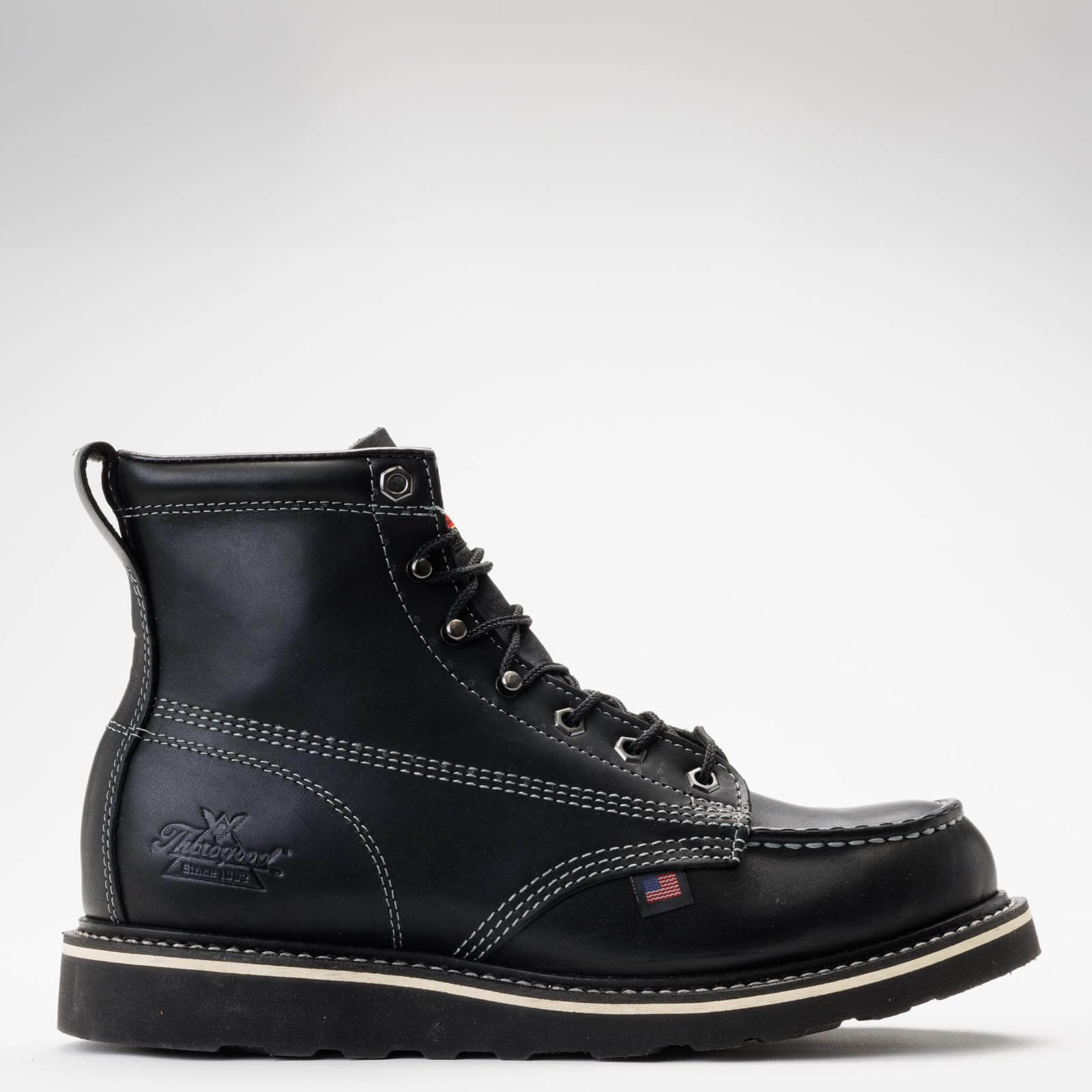 Pre-owned Thorogood Men's Midnight Series 6″ Black Toe Boo, Style 814-6206, Size 9 D
