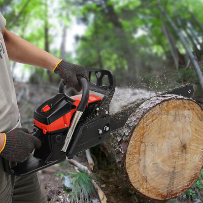 2-Stroke 58cc Gas Chainsaw Gasoline Powered Chain Saw Engine Wood Cutting 4.4HP 