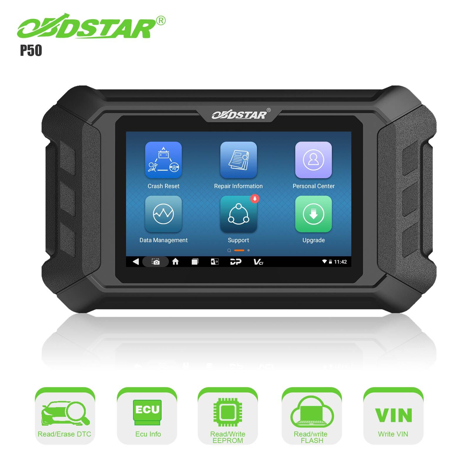 OBDSTAR P50 Covers Over 12400+ E*U Part No. &90 Brands With CANFD CAN FD Adapter