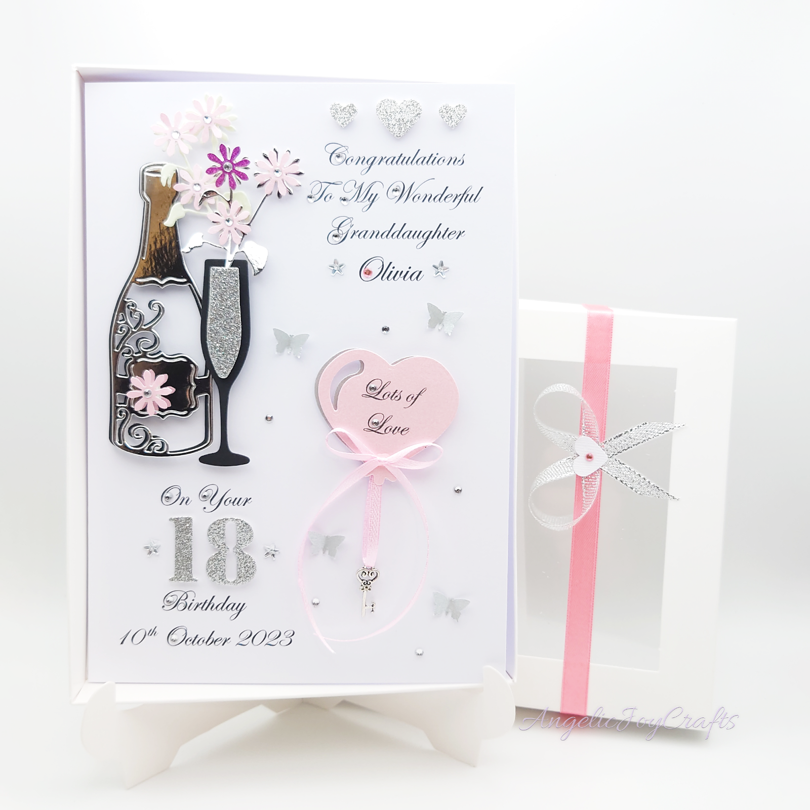 White Cotton Cards Handgefertigte Geburtstagskarte – „Wishing You A Wonderful Birthday Step-Daughter“, 16x16 Cm, Mit Glitzer