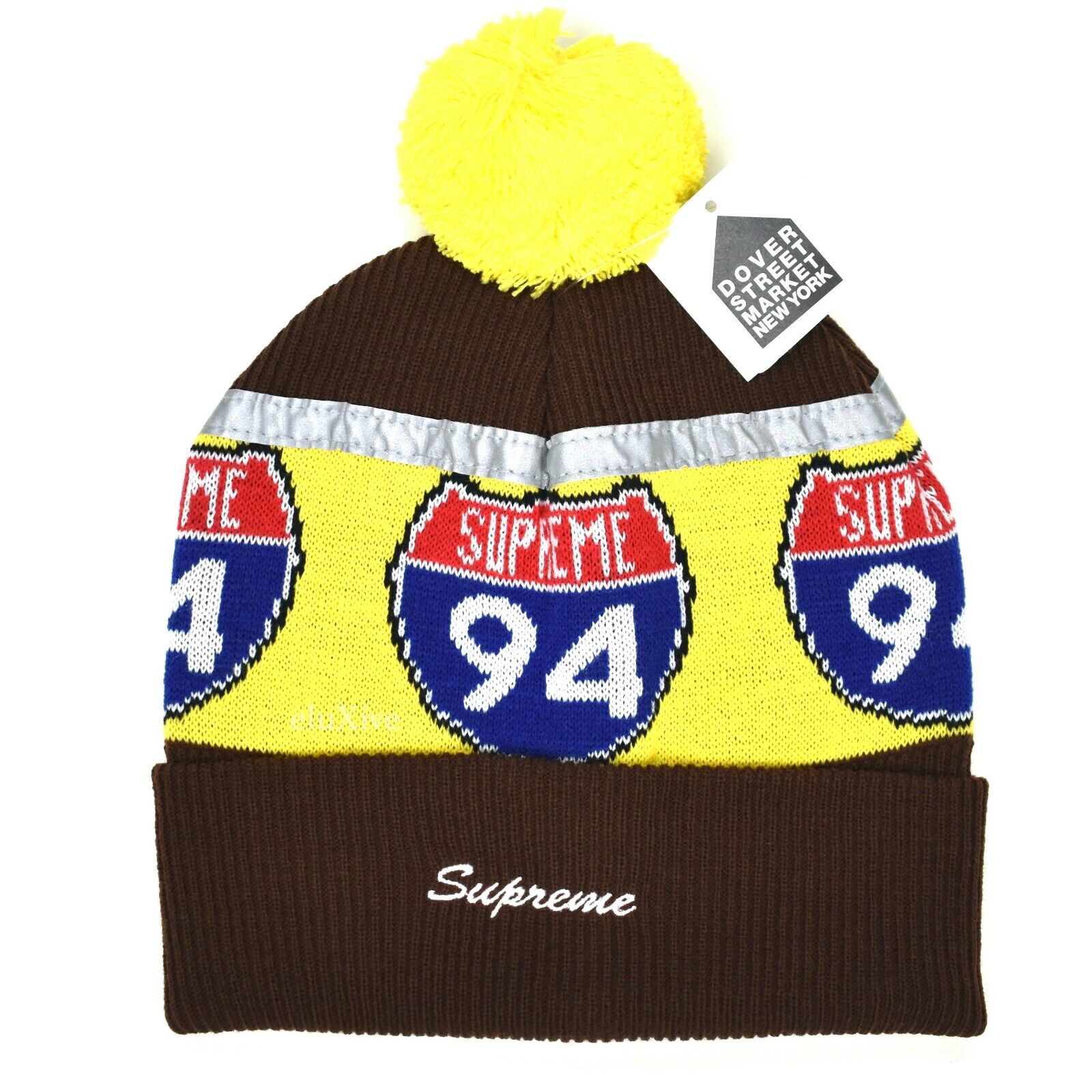 NWT Supreme Interstate 94 Logo Brown Beanie Ribbed Knit NWT Supreme Interstate 94 Logo Brown Beanie Ribbed Knit