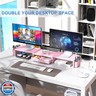 gianotter Dual Monitor Stand Riser, Desk Organizer With Drawer and 2 Pen Holders,Desk Organizers and Accessories, Pink Office Supplies (Pink)