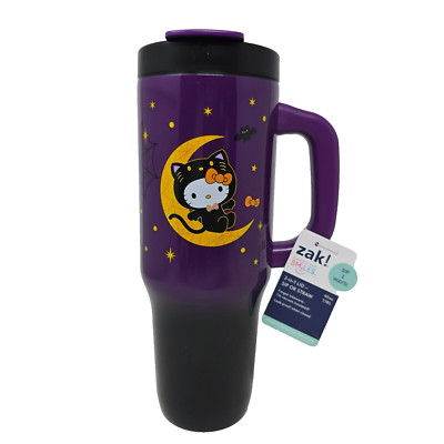 Hello Kitty Tumbler 2024 Halloween 40oz Zak! Purple Black Cat CVS New