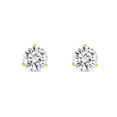 Pre-owned Shine Brite With A Diamond 5 Ct Round Cut Earrings Studs Solid Real 18k Yellow Gold Screw Back Martini In White/colorless