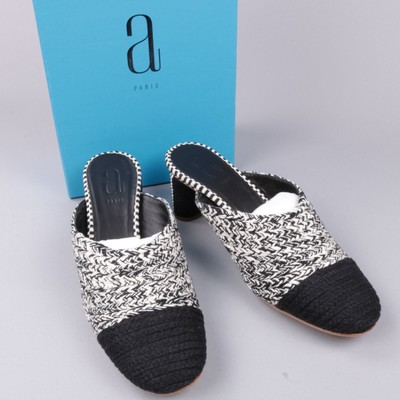 Antolina Paris Women Block Heel Mules Dorina Woven Closed Toe Open Back EU 36.5
