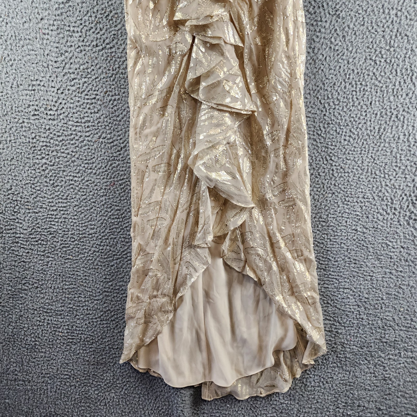 Ramy Brook Goldie Strapless Metallic Silk-Blend Dress Womens 4 Gold Ruffle Front - Picture 4 of 16