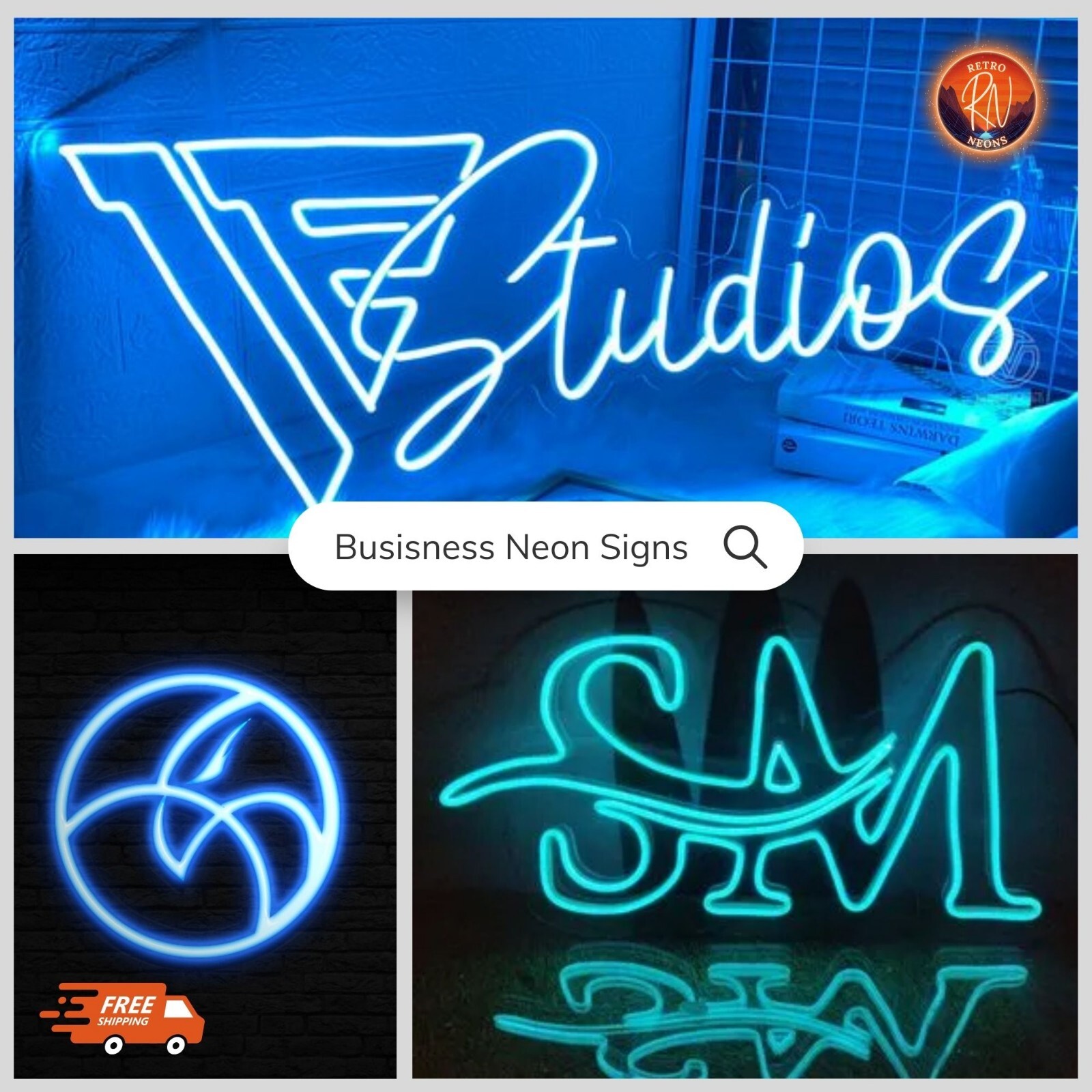 S Outdoor Open Sign With Neon Business Logo Sign