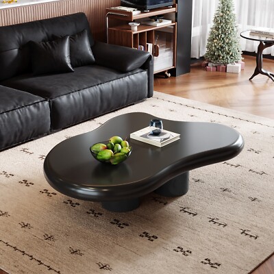 Guyii 46.06'' Black Cloud-Shaped Coffee Table for Living Room Modern Side Table