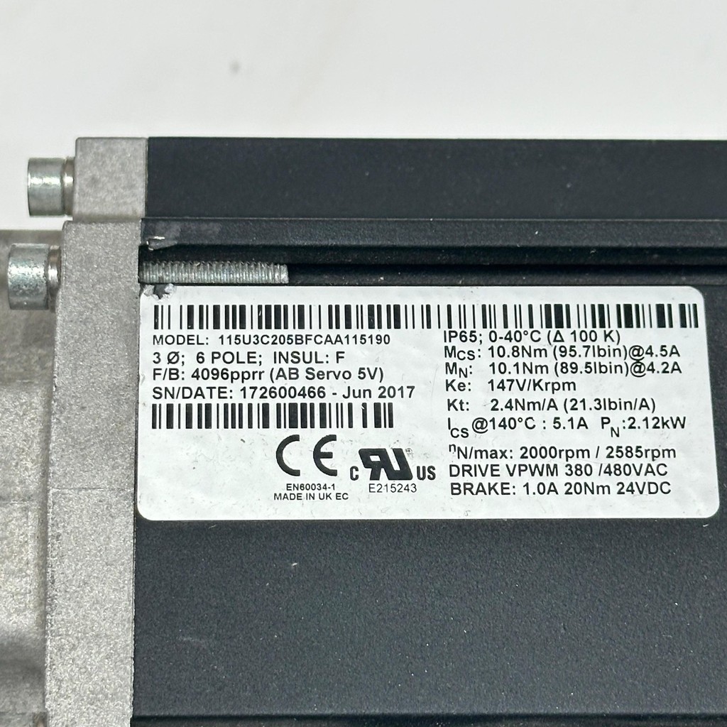 Emerson Unimotor 115U3C205BFCAA115190 Control Techniques Servo Motor — 3