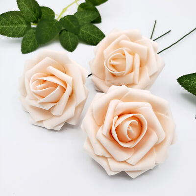 25/50 Artificial Flowers Foam Rose for Home Wedding Bouquet Party Decorative