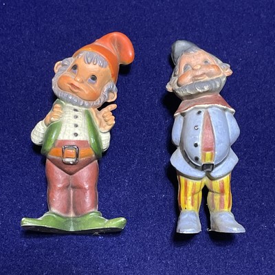 Lot Of 2 Vtg Hand Painted Elf Pixie Plastic Figures Hong Kong 3 