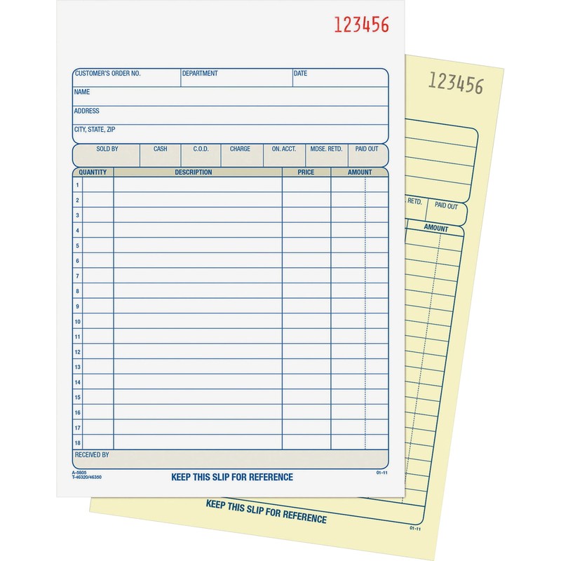 Bound Sales Order Book, 2-Part, Carbonless, 5-9/16 In. X 8-7/16 In., 4/Pg