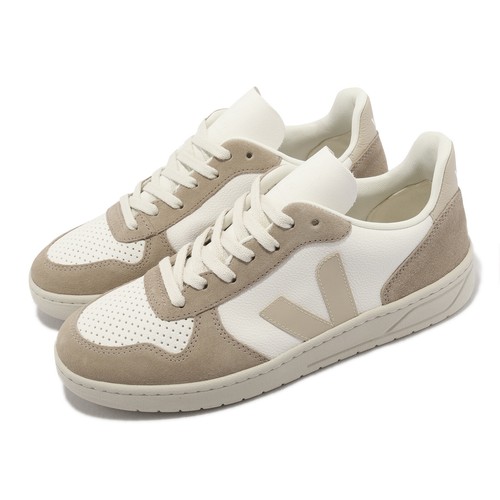 

Veja V-10 Хромированная кожа Extra White Sable Khaki Мужская повседневная обувь VX0503123B, Белый, V-10 Chromefree Leather