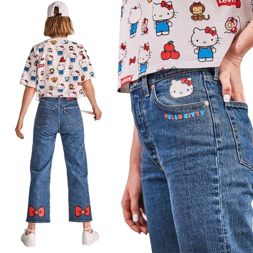 Levis x Hello Kitty Womens Blue Ribcage Straight Ankle Jeans