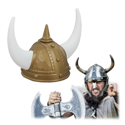 viking helm - gallier helm - met horens - hoofddeksel carnaval - goudkleurig