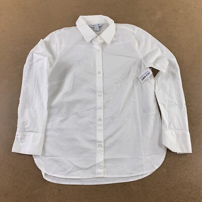 Old Navy Women's Size XS White Long Sleeve Button Front Classic Shirt NWT *Flaw