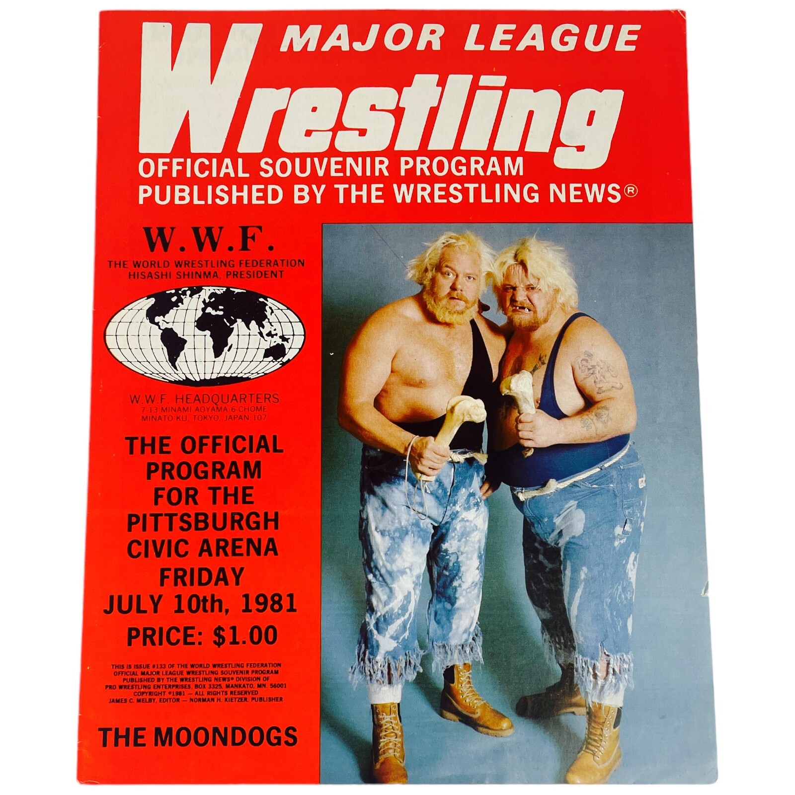 WWF Official Program Pittsburgh July 10 1981 Major League Wrestling Curt Hennig