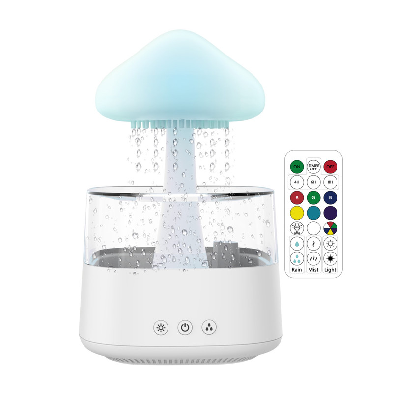 Rain Cloud Humidifier Water Drip - Diffuser Mushroom Raindrop Sound