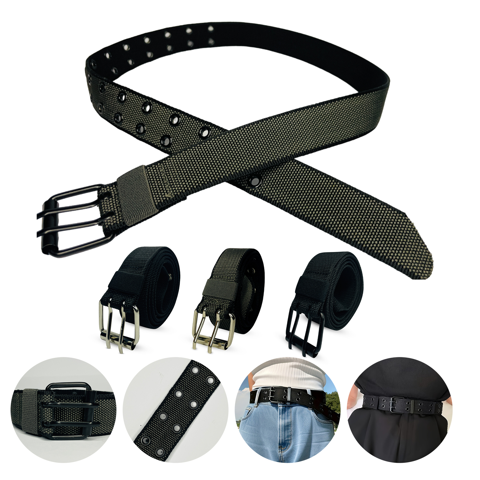 Military Army Webbing Belt Double Grommet belt for Mens Womens Unisex Work Belts