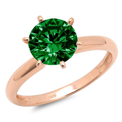 Pre-owned Pucci 2 Ct Round Cz Vvs1 Emerald Designer Statement Bridal Classic Ring 14k Pink Gold