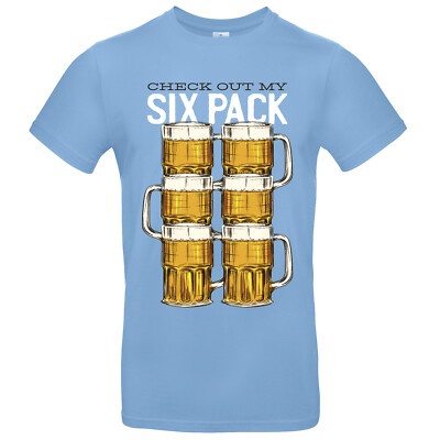 Herren T-Shirt "Check out my Six Pack" Funshirt Bier Kippe Beer Alkohol Kneipe