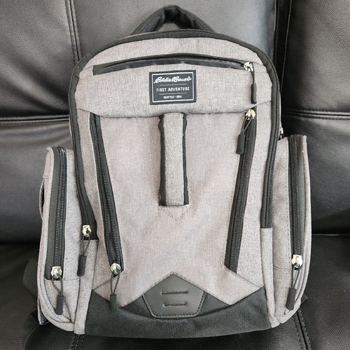Eddie Bauer First Adventure Diaper Backpack Grey Black