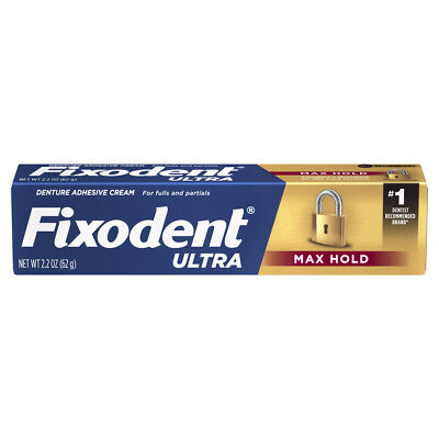 Fixodent Ultra Max Hold Denture Adhesive Cream for Full and Partials 2.2 Ounce