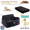KEELUXE Car Seat for Large Size Dog, Booster Seat for Dogs Under 55 lbs or 2 Small Dogs, Soft Car Dog Bed Filling in Thick Memory Foam with 2 Safety Leashes and Storage Pocket (Black)