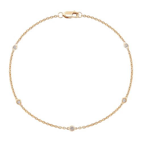 Pre-owned Welry 1/6 Cttw Diamond Five Station Bracelet In 14k Yellow Gold, 7.25" In White