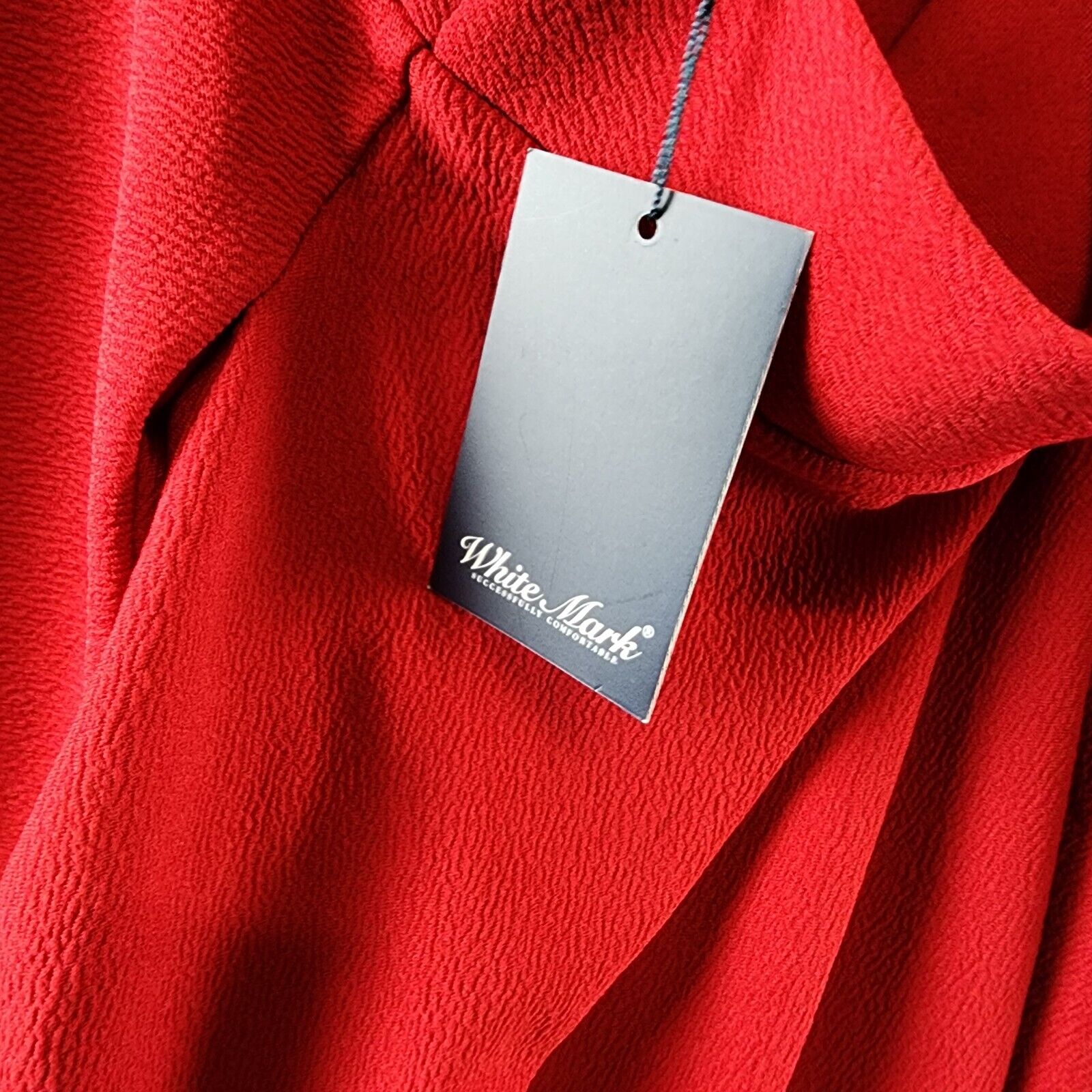 White Mark Plus Size Flared Midi Skirt Women's 1XL Red Pull On Style 2 Pockets - Picture 12 of 13