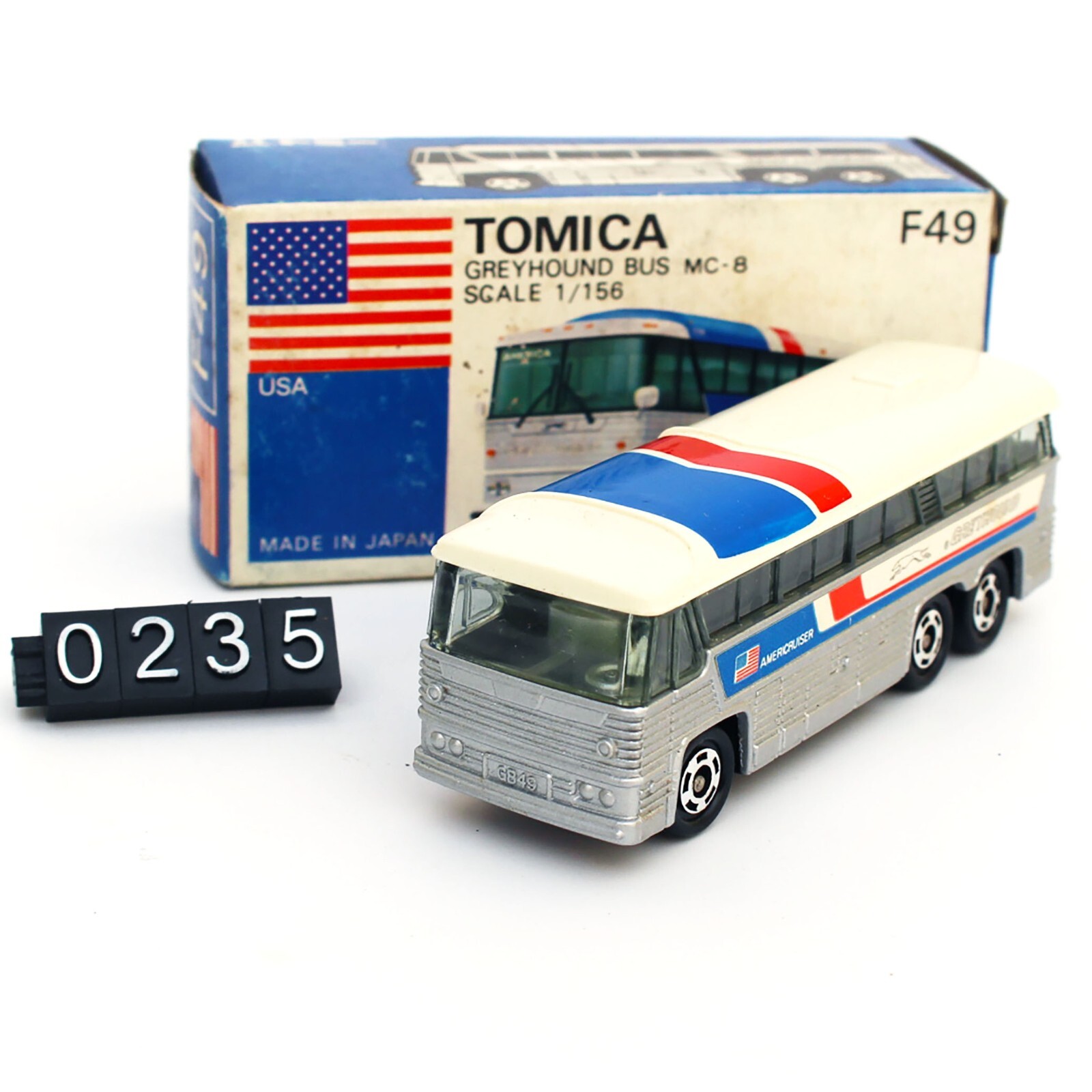 【MADE IN JAPAN】トミカF49・グレイハウンドMC-8 1/156 New Tomica F49 Greyhound Bus MC8 Scale 1/156 Made in Japan