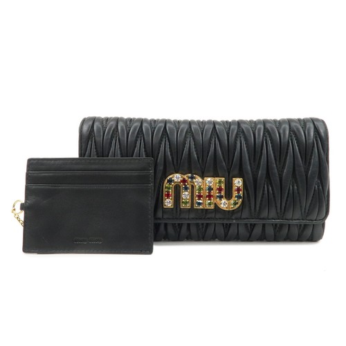 品揃え豊富で Auth Crystal Nappa Wallet Long Hook Matelasse MIU MIU 小物