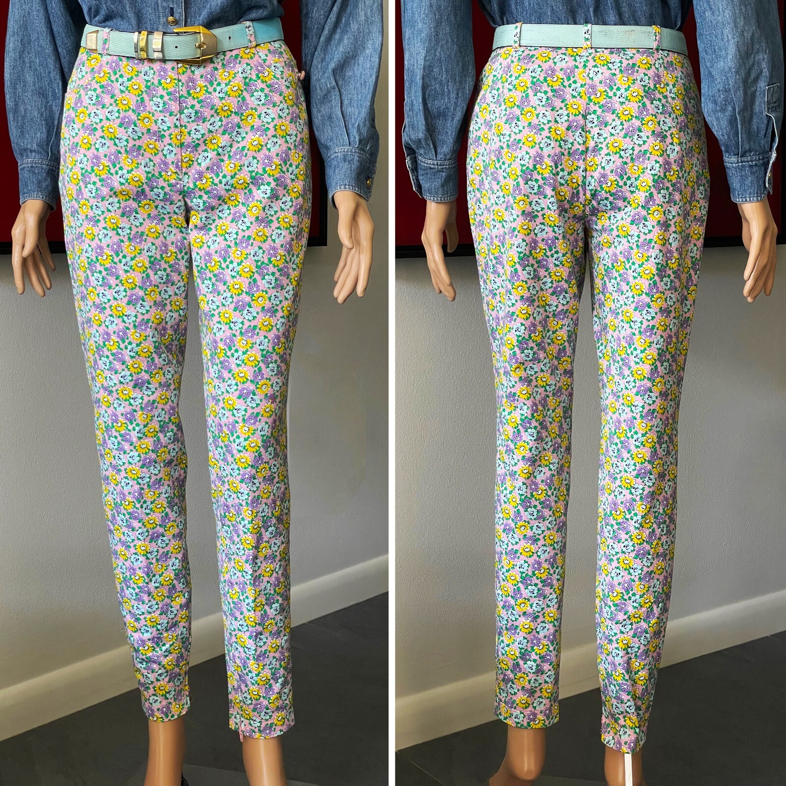GIANNI VERSACE pink cotton pants Floral print size IT 40