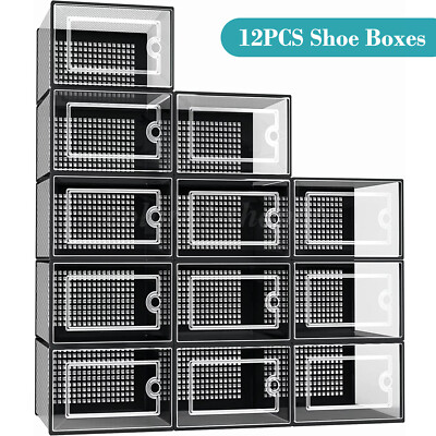 24x Shoe Storage Box XL Stackable Plastic Sneaker Organizer Sneaker Display