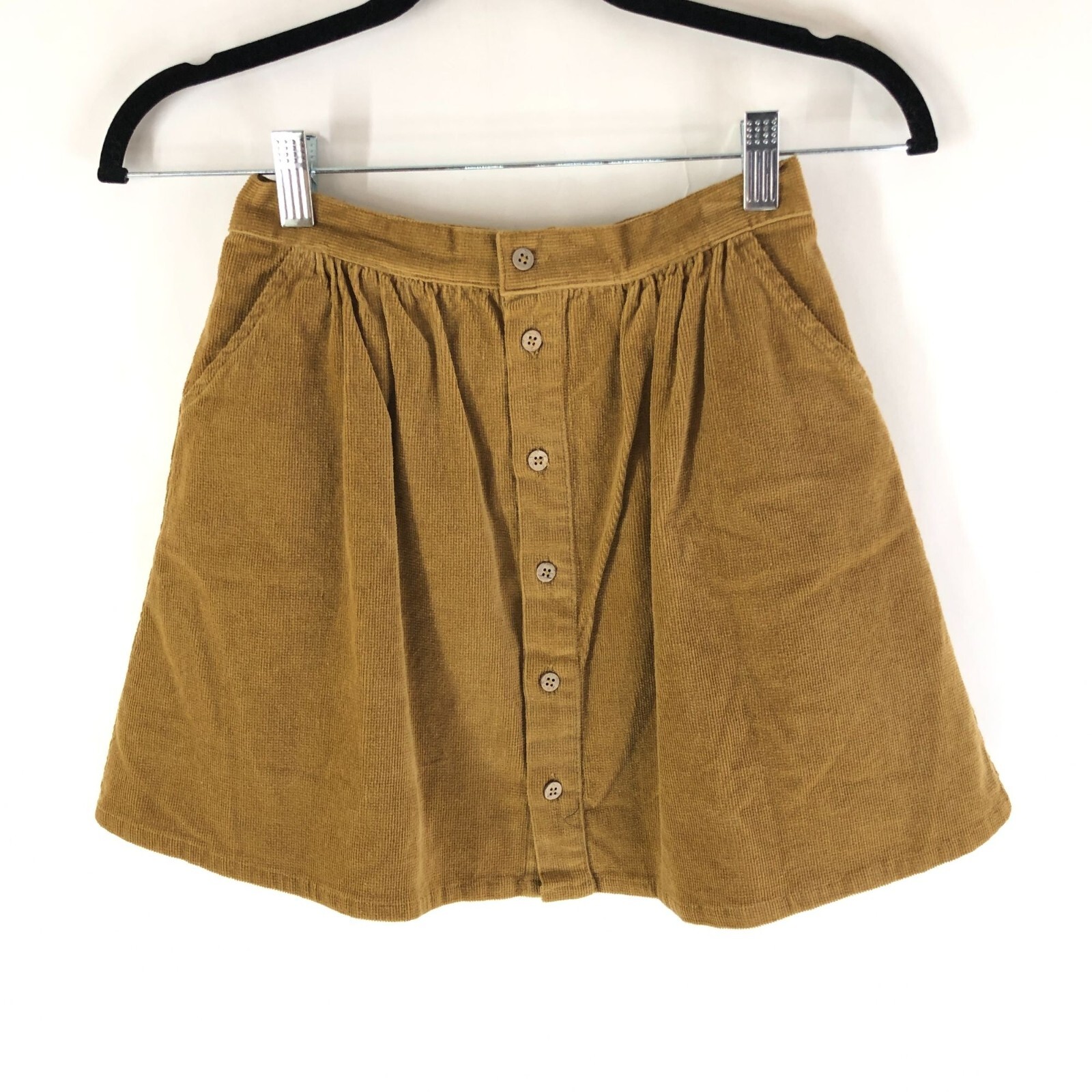 Rylee + Cru Girls Button Front Mini Skirt Corduroy Goldenrod